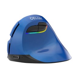 Delux Bezprzewodowa mysz pionowa Delux M618Mini BT/2.4G 4000DPI RGB (niebieska)
