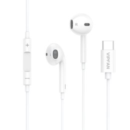 Vipfan Słuchawki douszne przewodowe Vipfan M14, USB-C, 1.1m (białe)