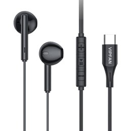 Vipfan Słuchawki douszne przewodowe Vipfan M18, USB-C (czarne)