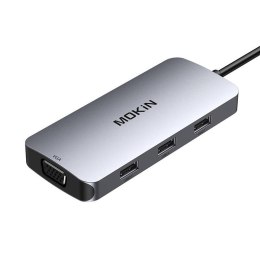 Mokin Adapter Hub MOKiN 7w1 USB C do 2x HDMI + 3x USB 2.0 + DP + VGA (srebrny)