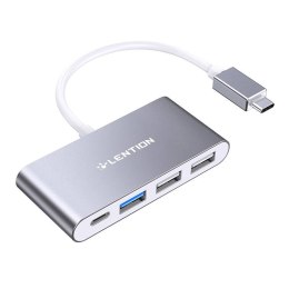 Lention Hub 4w1 Lention USB-C do USB 3.0 + 2x USB 2.0 + USB-C (szary)