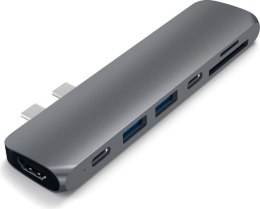Satechi Pro Hub Adapter - aluminiowy Hub z podwójnym USB-C do MacBook (2x USB-C, 2x USB-A, 4K HDMI, czytnik kart micro/SD) (spac