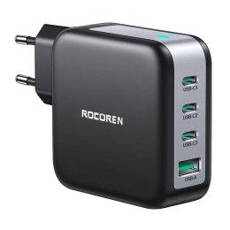 Rocoren Ładowarka sieciowa Rocoren 3x USB-C, 1x USB, Power Delivery 3.0, GaN, 100W (czarna)