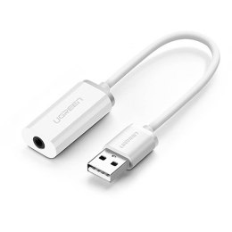 UGREEN Adapter audio UGREEN US206, USB do Mini Jack 3.5mm AUX (biały)