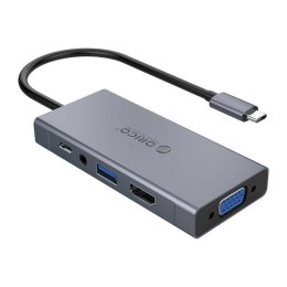 Orico Adapter Hub 5w1 Orico, HDMI 4K + USB 3.0 + VGA + AUX + USB-C PD 60W
