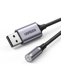 UGREEN Adapter audio UGREEN CM477, USB do Mini Jack 3.5mm AUX (szary)