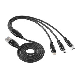 Vipfan Kabel USB Vipfan X16 3w1 USB-C / Lightning / Micro 3.5A 1.5m (czarny)