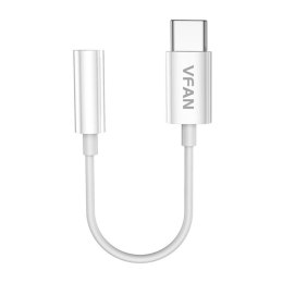 Vipfan Kabel Vipfan L08 USB-C do mini jack 3.5mm AUX, 10cm (biały)