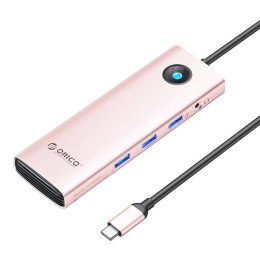 Orico Stacja dokująca HUB 10w1 Orico USB-C, HDMI, 3xUSB, SD/TF, Audio (różowe złoto)