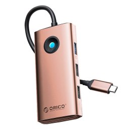 Orico Stacja dokująca HUB 6w1 Orico USB-C, HDMI, 3xUSB (różowe złoto)
