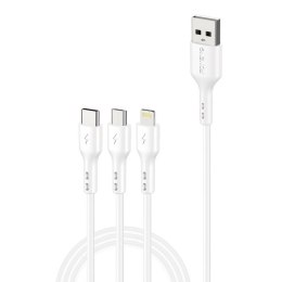 Foneng Kabel 3w1 USB do USB-C / Lightning / Micro USB Foneng X36, 2.4A, 2m (biały)
