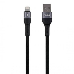 Foneng Kabel USB do Lightning Foneng X79, LED, Nylonowy oplot, 3A, 1m (czarny)