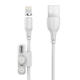 Foneng Kabel magnetyczny 3w1 USB do USB-C / Lightning / Micro USB Foneng X62, 2.4A, 1m (biały)