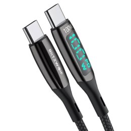 BlitzWolf Kabel USB-C do USB-C BlitzWolf BW-TC23, z wyświetlaczem, 100W, 1.8m (czarny)