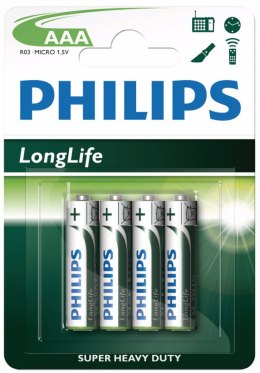 Baterie PHILIPS Cynkowo-chlorowa AAA (LR03, R03, 24A, MN2400, AM4, UM4, HP16) 4 szt. 8670 000 64081