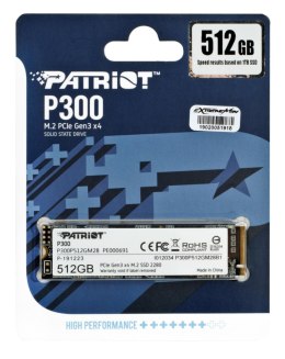 Dysk SSD PATRIOT P300 M.2 2280″ 512 GB PCIe NVMe Gen3 x4 1700MB/s 1200MS/s
