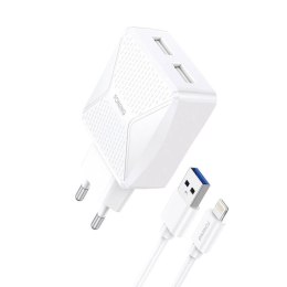 Foneng Ładowarka sieciowa Foneng EU35 2x USB + kabel USB do Lightning 2.4A (biała)