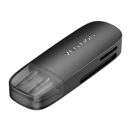Vention Czytnik kart pamięci 2w1 USB 2.0 A (SD+TF) Vention CLEB0 (czarny)