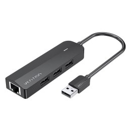 Vention Hub USB 2.0 z 3 portami i adapterem Ethernet 100m Vention CHPBB 0,15m czarny