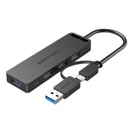Vention Hub USB 3.0 z 4 portami, interfejsem USB-C i USB 3.0 2-w-1 oraz zasilaczem Vention CHTBB 0,15 m