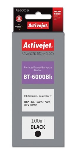 Activejet Tusz AB-6000Bk Buteleczka z atramentem (zamiennik Brother BT-6000BK; Supreme; 100 ml; czarny)