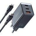 Mcdodo Ładowarka sieciowa GaN Mcdodo CH-1544, 2x USB-C, 1x USB, 67W + kabel USB-C do USB-C (czarna)