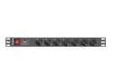 Listwa RACK, zasilająca Lanberg PDU-07F-0200-IEC-BK (7 x UTE; 10 A; 2m; kolor czarny)