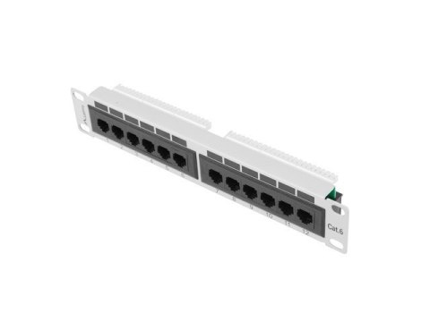 Patch panel Lanberg PPU6-9012-S (1U; 10"; kat. 6; UTP; 12xRJ-45)