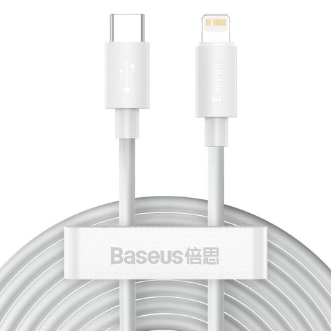 Baseus Kabel USB-C do Lightning Baseus Simple Wisdom, PD, 20W, 1.5m (biały) 2szt.