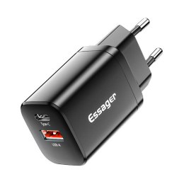 Essager Ładowarka USB-C+USB-A 30W Essager PD+QC (czarna)