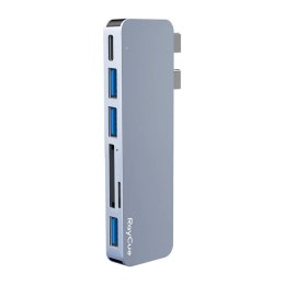 RayCue Hub 6w2 RayCue 2x USB-C do Thunderbolt 3 + 3x USB-A 3.0 5Gbps + SD/TF 2.0 (szary)