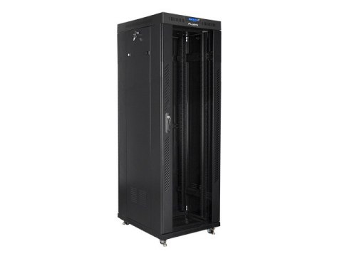 SZAFA INSTALACYJNA RACK STOJĄCA 19" 37U 600X800 CZARNA DRZWI SZKLANE LCD LANBERG (FLAT PACK)