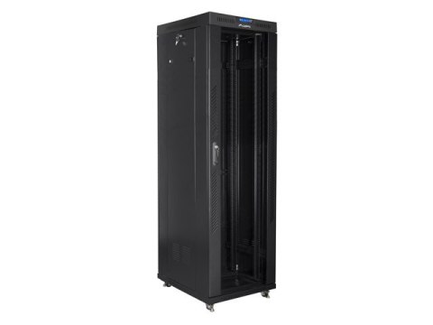 SZAFA INSTALACYJNA RACK STOJĄCA 19" 42U 600X800 CZARNA DRZWI SZKLANE LCD LANBERG (FLAT PACK)