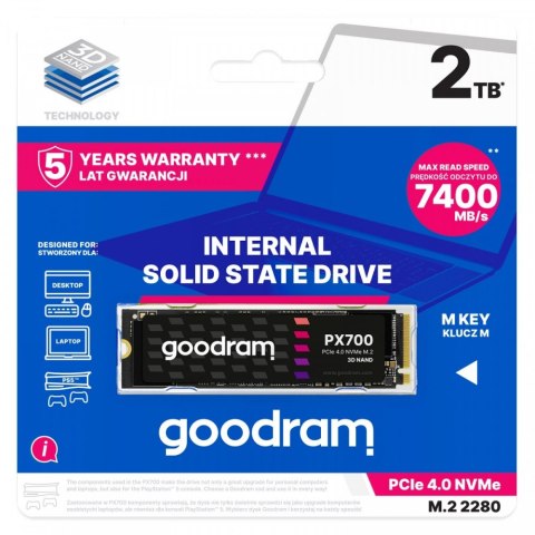 Dysk SSD GOODRAM PX700 2 TB (M.2 2280″ /2 TB /PCI Express /7400MB/s /6500MB/s)