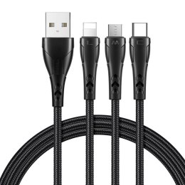 Mcdodo Kabel 3w1 USB do USB-C / Lightning / Micro USB, Mcdodo CA-6960, 1.2m (czarny)