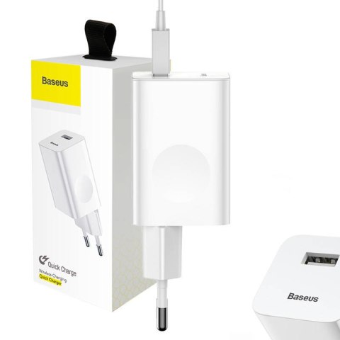 Baseus Ładowarka sieciowa Baseus Charging Quick Charger, USB, QC 3.0, 24W (biała)