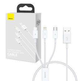 Baseus Kabel szybkiego ładowania Baseus Superior Data USB do M+L+C 3.5A 0.5M(White)