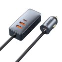 Baseus Ładowarka samochodowa Baseus Share Together z przedłużaczem, 2x USB, 2x USB-C, 120W (szara)