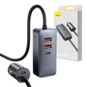 Baseus Ładowarka samochodowa Baseus Share Together z przedłużaczem, 2x USB, 2x USB-C, 120W (szara)