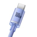 Baseus Kabel USB do USB-C Baseus Crystal Shine, 5A, 1.2m (fioletowy)