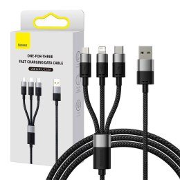 Baseus Kabel szybkiego ładowania Baseus StarSpeed USB do M+L+C 3.5A 0.6M(BLack)