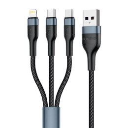 Foneng Kabel 3w1 USB do USB-C / Micro USB / Lightning Foneng X51, 3A, 1,2m (czarny)