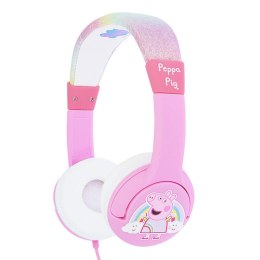 OTL Słuchawki przewodowe dla dzieci OTL Świnka Peppa z tęczą i brokatem (różowe)