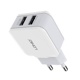 LDNIO Ładowarka sieciowa LDNIO A2202, 2x USB, 12W (biała)