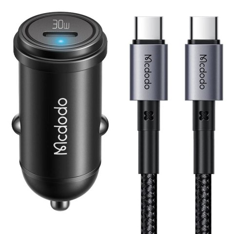 Mcdodo Ładowarka samochodowa McDodo CC-7493 z wyświetlaczem, USB-C, 5A, 65W + kabel USB-C 1m 100W (czarny)