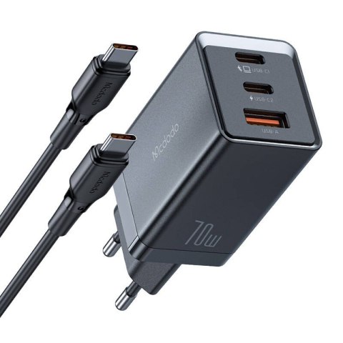 Mcdodo Ładowarka sieciowa GaN Mcdodo CH-1543, 2x USB-C, 1x USB, 67W + kabel USB-C do USB-C 2m (czarna)