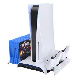 KiwiHome Wielofunkcyjna podstawka chłodząca RGB do PS5 z funkcją ładowania Kiwi Home PB01 biała