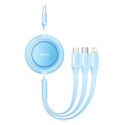 Baseus Kabel USB 3w1 Baseus Bright Mirror 2, micro USB / Lightning / USB-C, płaski, 3.5A, 1.1m (błękitny)