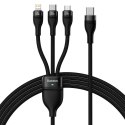 Baseus Kabel USB 3w1 Baseus Flash Series 2, USB-C + micro USB + Lightning, 100W, 1.5m (czarny)