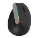 Delux Bezprzewodowa mysz pionowa Delux M618C 2.4G 1600DPI RGB (czarna)